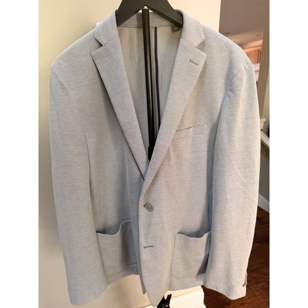 Michael Kors Mens Blazer 44R Light Blue Textured Knit Sport Coat 2-Button Jacket